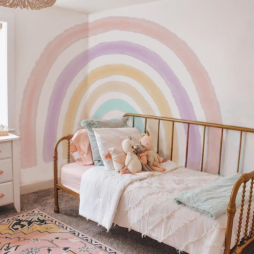 Extra Large Watercolour Fabric Rainbow Wall Sticker - Decor Home