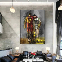Load image into Gallery viewer, Football Legend Ronaldo and Messi Canvas Print (70x100cm) - Fansee Australia
