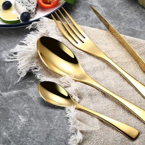 Gold Stainless Steel Cutlery Set (16 Piece Set) - For Home Decor