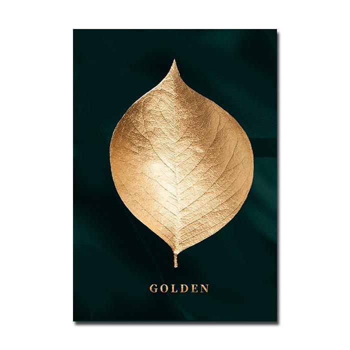 Golden Black Leaf Wall Art Prints (60x80cm) - Decor Home
