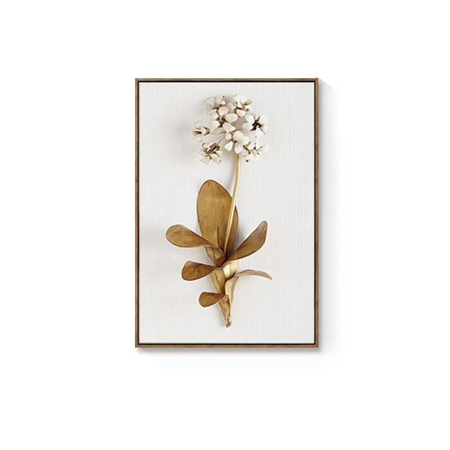 3D Gold Flowers Wall Art Prints (50x70cm) - Decor Home