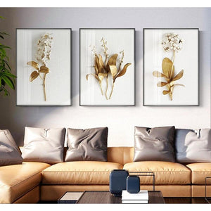 Golden flowers Wall art Prints - For Home Decor