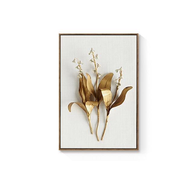 3D Gold Flowers Wall Art Prints (50x70cm) - Decor Home