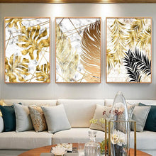 Load image into Gallery viewer, Golden Leaf Canvas Prints (3 Pcs Set - 60x80cm) - For Home Decor

