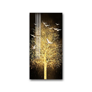 Golden Tree Wall Art Prints On Canvas (60x120cm) - For Home Decor