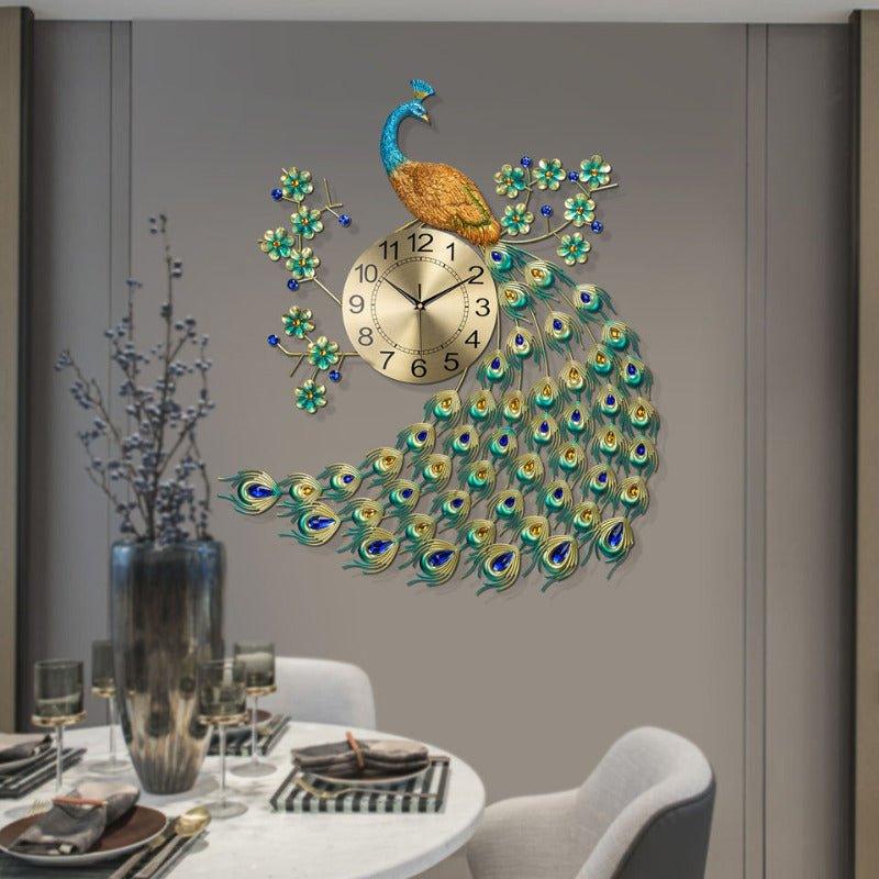 Beautiful Handmade Large Peacock Wall Clock - Decor Home