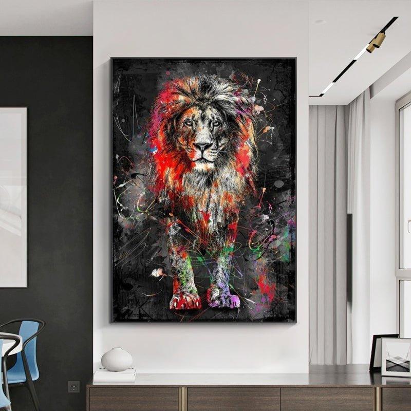 Graffiti Lion Framed Wall Art (70x100cm) - Decor Home