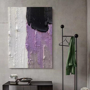 Hand Painted Purple White Mixed Media Art Ready To Hang Oil Painting - Fansee Australia