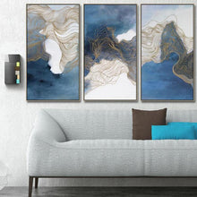 Load image into Gallery viewer, Handmade Blue Abstract Framed Wall Art - 3 Pcs Set (60x120cm) - Fansee Australia
