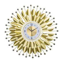 Load image into Gallery viewer, Handmade Golden Leaf Large Round Wall Clock - Fansee Australia
