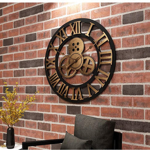 Industrial Gear Wall Clock Decorative Retro MDL Wall Clock Industrial Age Style Room Decoration Wall Art Decor (Without Battery) - For Home Decor