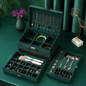 Jewellery Box With Lock - Green - For Home Decor