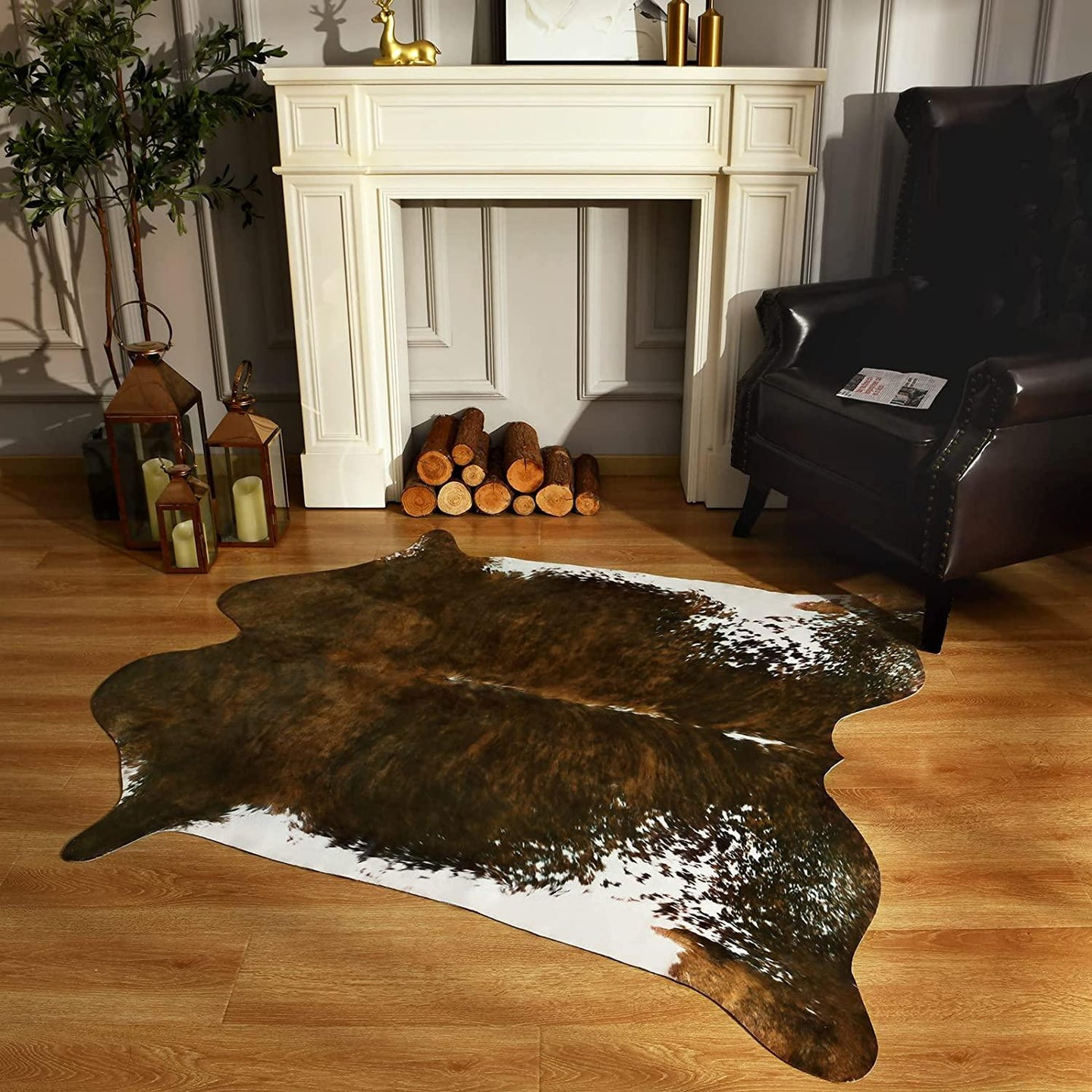 Large Size Artificial Dark Brown Cowhide Rug - Decor Home