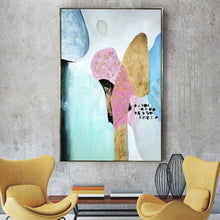 Load image into Gallery viewer, Large Gold Abstract Painting With Floating Frame - Fansee Australia

