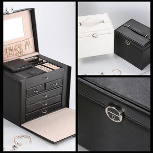 Large Jewellery Box With Lock - Black - Fansee Australia