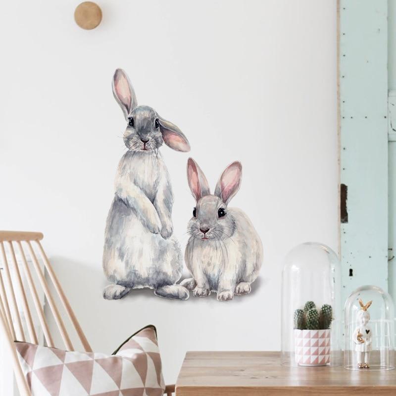 Two Bunny Rabbits Wall Stickers - Decor Home