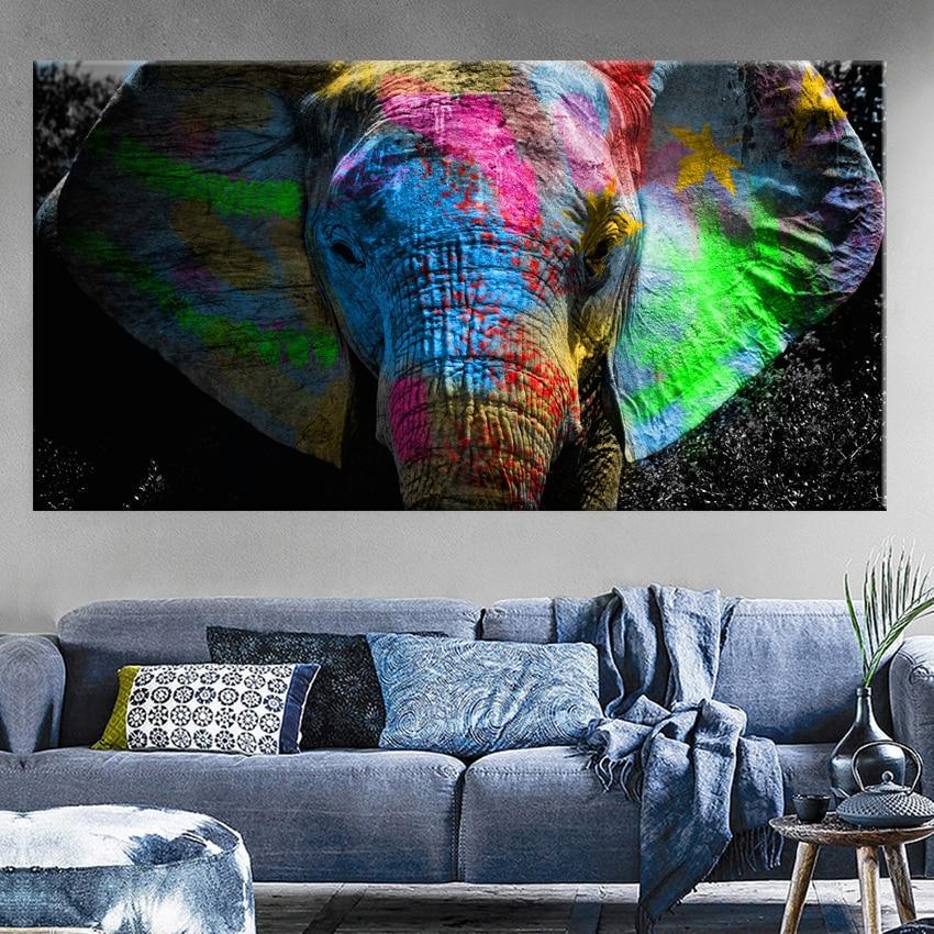 Colourful Elephant Wall Art Print (70x140cm) - Decor Home