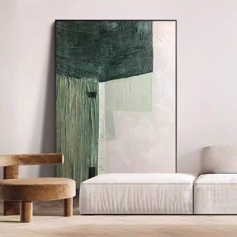 Beautiful Green Conceptual Abstract Ready To Hang Framed Painting - Decor Home