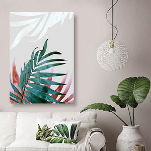 Minimalist Colour Leaves Wall Art (50x70cm Canvas Prints) - For Home Decor