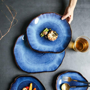 NEW Ceramic Food Dish Flat Plate Pottery Irregular Dish Dinnerware Dropshipping Dishes Western Tableware Household Plate - Fansee Australia