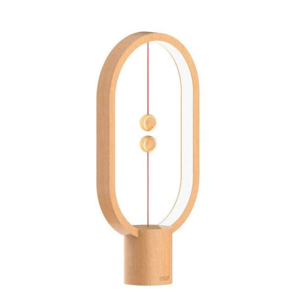 Wooden Magnetic Control Oval Shape Smart LED Lamp - Decor Home