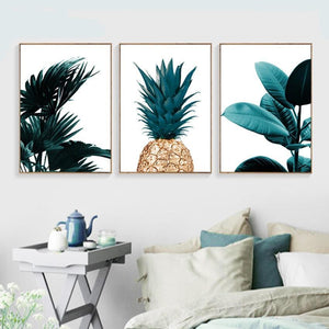 Pineapple Green Leaves Canvas Prints - Set of 3 (60x80cm) - For Home Decor