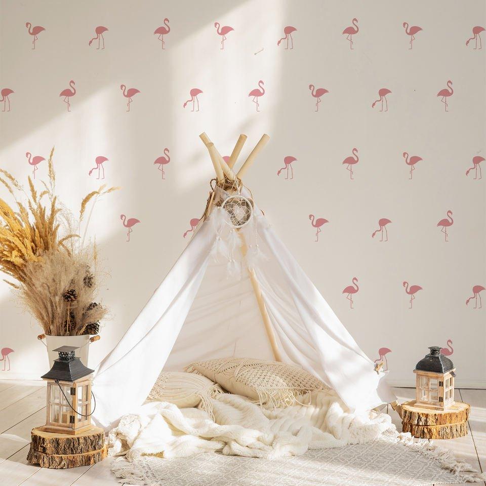 Removable Self-Adhesive Flamingos Wall Decals - Decor Home