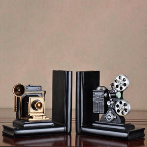 Retro Camera Bookend Movie Film Projector Black Silver Collector's Project Creative Bookcase Vintage Jewelry Study Room Study Ho - For Home Decor