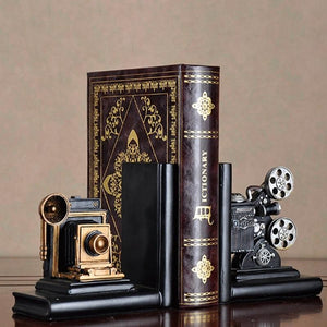 Retro Camera Bookend Movie Film Projector Black Silver Collector's Project Creative Bookcase Vintage Jewelry Study Room Study Ho - For Home Decor