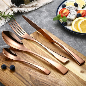 Rose Gold Stainless Steel Cutlery Set (16 Piece Set) - For Home Decor