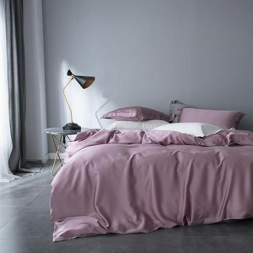 Premium Quality Tencel Silk Quilt Cover Set Pink 4 Pcs Set - Decor Home
