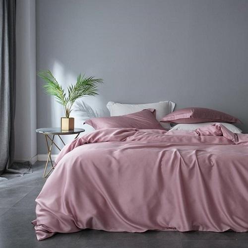 Premium Quality Tencel Silk Quilt Cover Set Pink 4 Pcs Set - Decor Home
