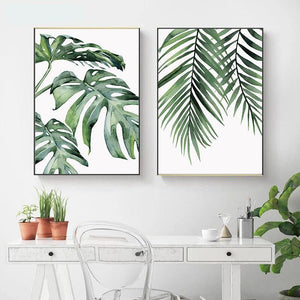 Watercolor Leaves Wall Art Canvas Prints (60x80cm) - For Home Decor