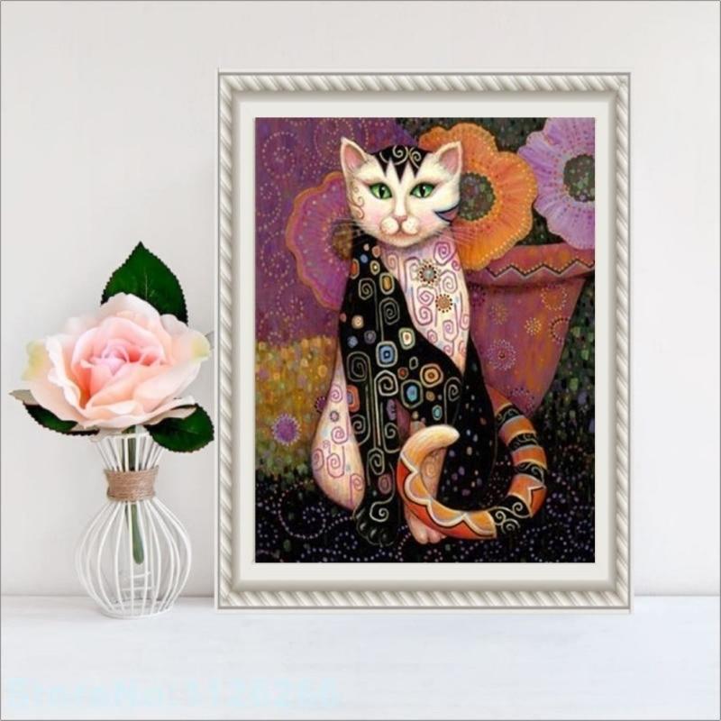 Whimsical Cat Painting With Diamonds Kit (30x40cm) - Fansee Australia