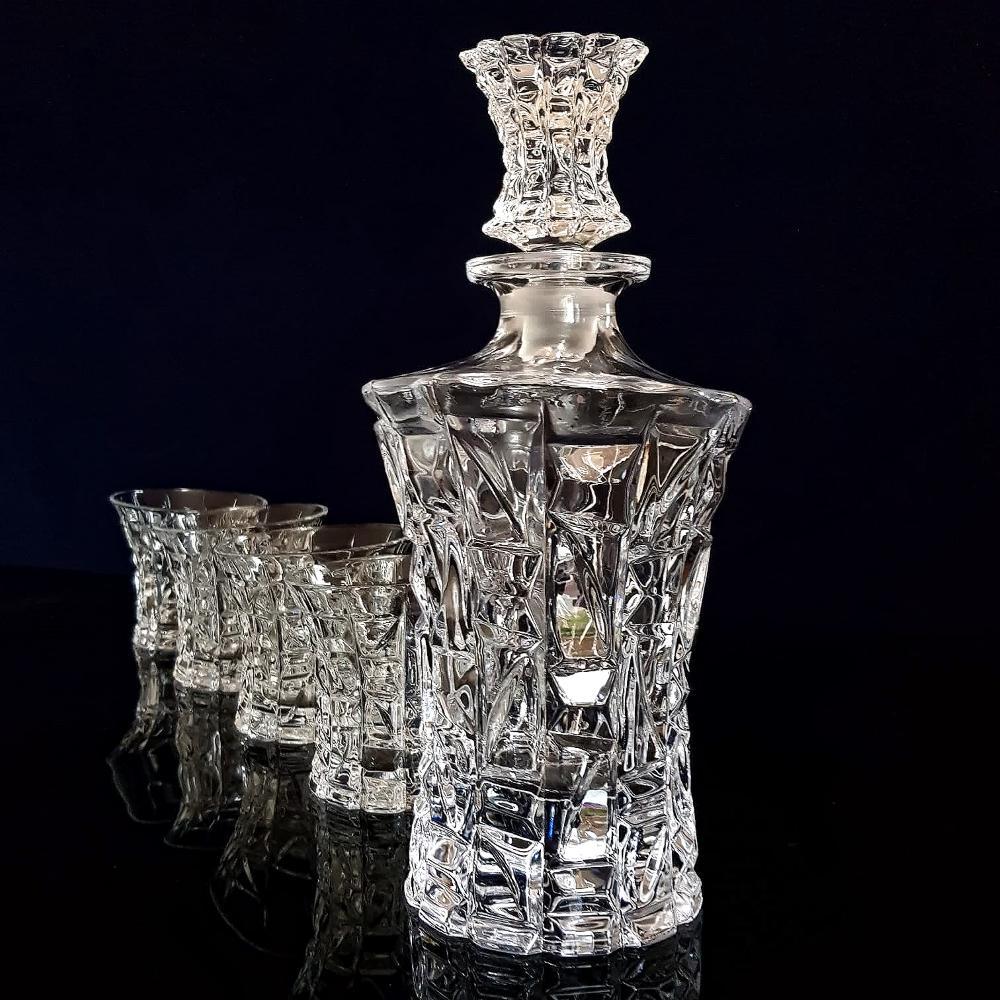Whiskey Glasses Set - King Crystal (4- Tumbler & Decanter Set) - Decor Home