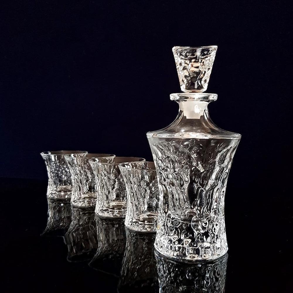 Whiskey Glasses Set - Queen Crystal (4- Tumbler & Decanter Set) - Decor Home
