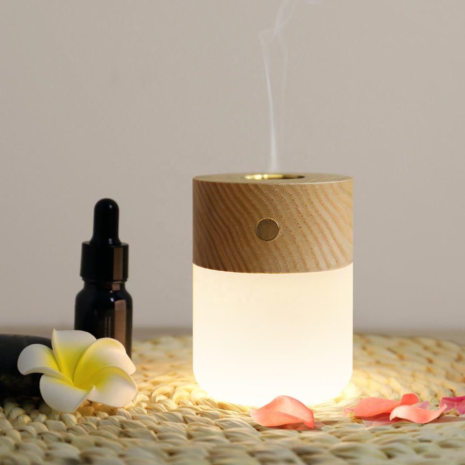 Aroma Diffuser Wooden Touch Switch Three-level Dimming Table Lamp ...